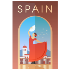 Retro Poster Spain Flamenco Dancer In Red Dress Sticker
