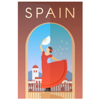 Retro Poster Spain Flamenco Dancer In Red Dress Sticker