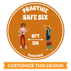 Retro Practice Safe Six Customizable Floor Sticker