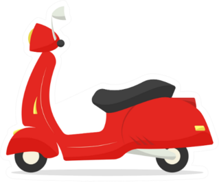 Retro Red Electric Scooter Sticker