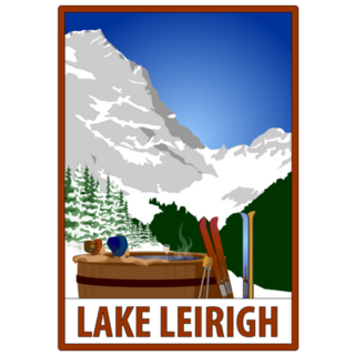 Retro Ski Poster Lake Leirigh Sticker