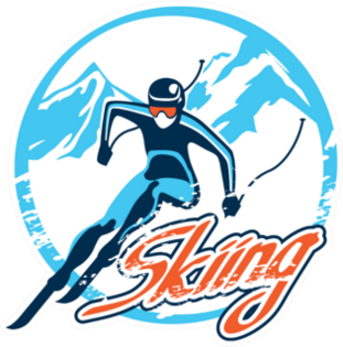 Retro Skiing Badge Sticker