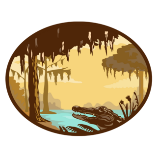 Retro Style Bayou Alligator Sticker