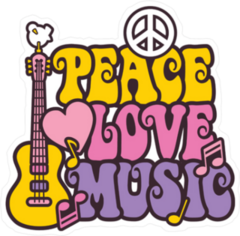 Retro Style Peace Love Music Hippie Sticker