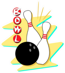 Retro Styled Bowling Art Sticker