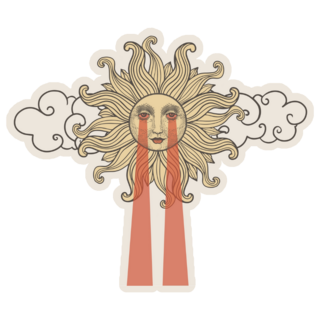 Retro Sun With Red Rays From Eyes Sticker