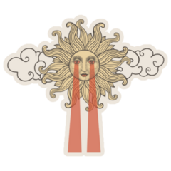 Retro Sun With Red Rays From Eyes Sticker