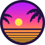 Retro Sunset With Palm Trees Sticker