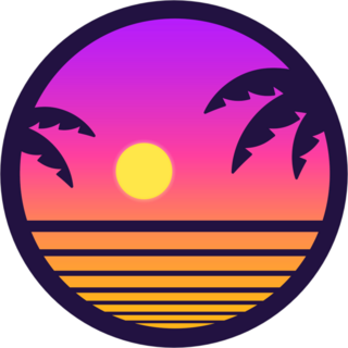 Retro Sunset With Palm Trees Sticker