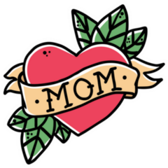 Retro Tattoo Style Heart With Ribbon And Mom Sticker
