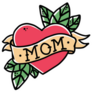 Retro Tattoo Style Heart With Ribbon And Mom Sticker
