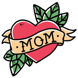 Retro Tattoo Style Heart With Ribbon And Mom Sticker