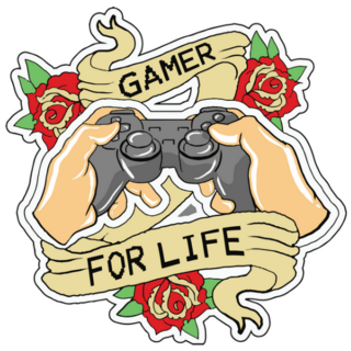 Retro Themed Gamer For Life Sticker