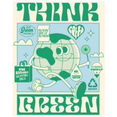 Retro Think Green Awareness Illustration Sticker