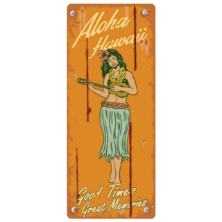 Retro Tin Sign, Hula Girl Playing Ukulele Sticker