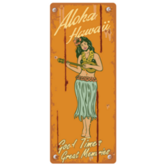 Retro Tin Sign, Hula Girl Playing Ukulele Sticker