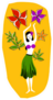 Retro Tropical Swaying Hula Girl & Flowers Yellow Sticker