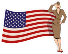 Retro US Army Girl Saluting Sticker