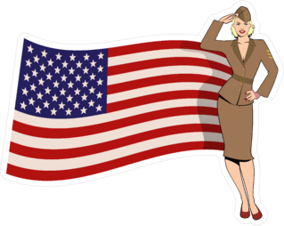Retro US Army Girl Saluting Sticker
