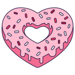 Retro Valentine Day Heart Donut Sticker