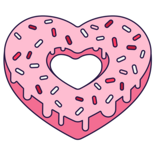 Retro Valentine Day Heart Donut Sticker