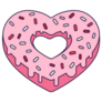 Retro Valentine Day Heart Donut Sticker