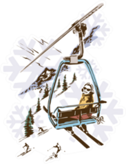 Retro Vintage Ski Lift Skiing Sports Sticker