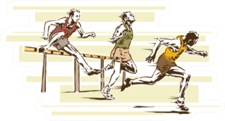 Retro Vintage Track And Field Hurdles Sticker