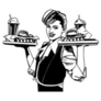 Retro Waitress Hands Full of Food 1950s Illustration Sticker