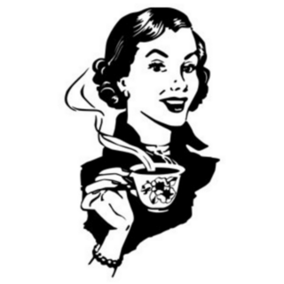 Retro Woman Drinking Tea Sticker