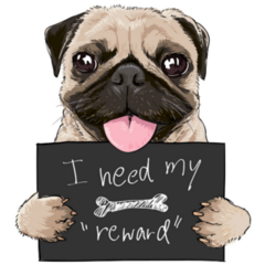 Reward Sign Pug Sticker