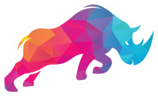 Rhino Colorful Logo Design Sticker