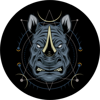 Rhino Mascot Logo With Modern Illustration Sticker