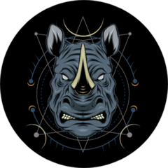 Rhino Mascot Logo With Modern Illustration Sticker