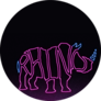 Rhino Written In The Shape Of A Rhino Neon Sticker