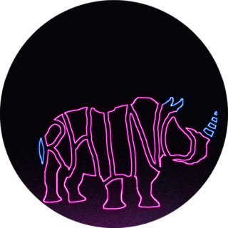 Rhino Written In The Shape Of A Rhino Neon Sticker