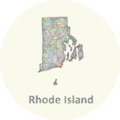 Rhode Island Line Art Map Lettering Sticker