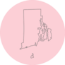 Rhode Island Map In Pink Sticker