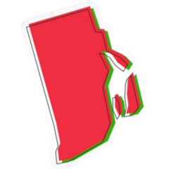Rhode Island Map Red Green Outline Sketch Sticker