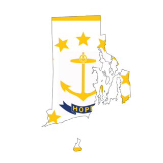 Rhode Island Map With The Flag Inside Sticker