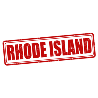 Rhode Island Red Grunge Rubber Stamp Lettering Sticker