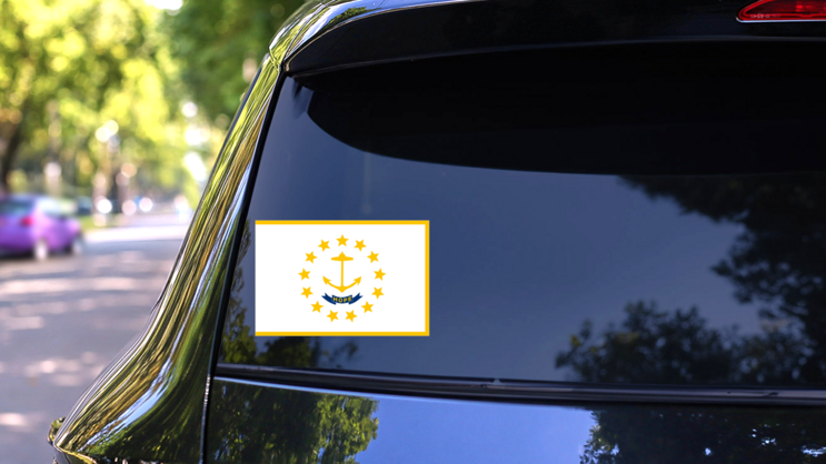Rhode Island Ri State Flag Sticker on a Rear Car Window (New) example