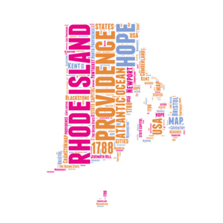 Rhode Island Usa State Map Word Cloud Illustration Sticker