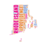 Rhode Island Usa State Map Word Cloud Illustration Sticker
