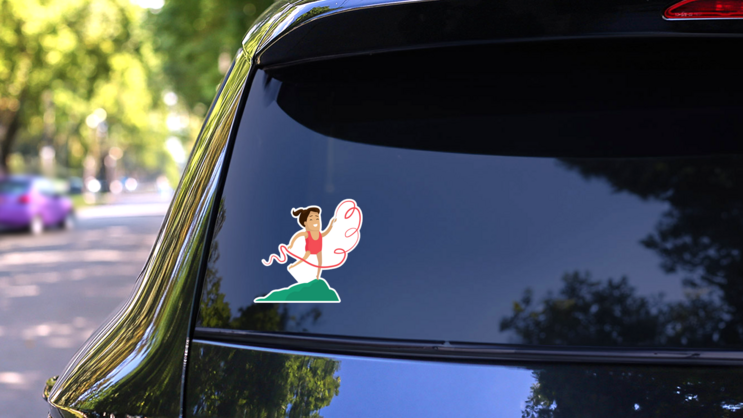 Rhythmic Gymnastics Little Girl With Ribbon Raster Sticker on a Rear Car Window (New) example