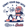 Rice And Sushi Cute Sticker