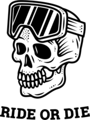 Ride Or Die Snowboard Skull Sticker