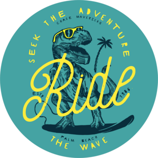 Ride The Wave Surfing Dinosaur Sticker