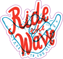 Ride The Wave Surfing Lettering Sticker