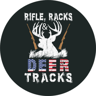 Rifle, Racks Deer Tracks Hunting Text Sticker